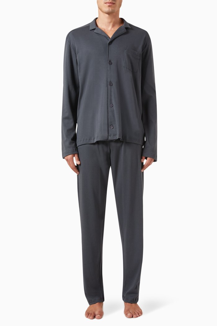

Night & Day Pyjama Set in Interlock Cotton, Grey