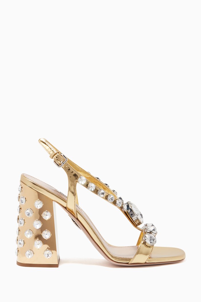 

Embellished Leather Sandals, Gold