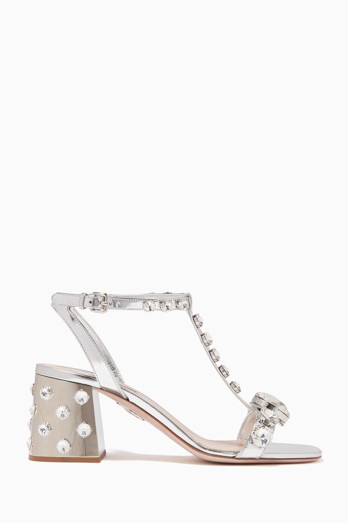 

Embellished Leather Sandals, Silver