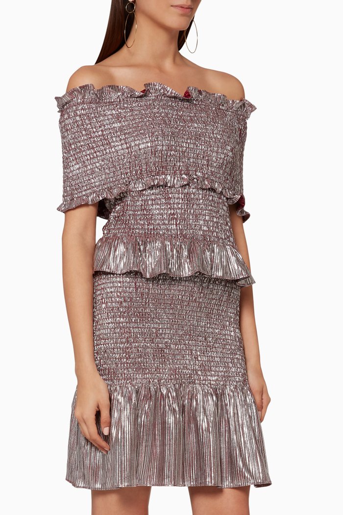 

Berry-Red Metallic Radiant Dress, Burgundy
