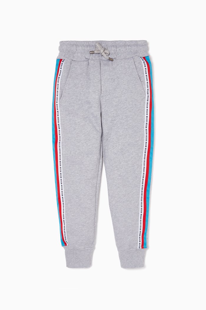 

Grey Logo-Trim Cotton Sweatpants