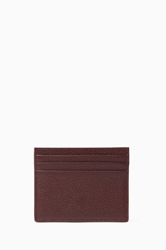 

Burgundy Embossed Logo Leather Card Holder
