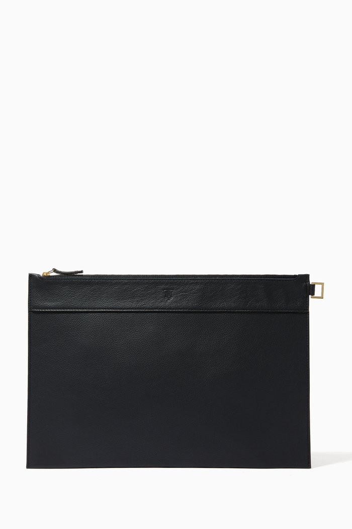 

Large Handpainted Leather Pouch, Black