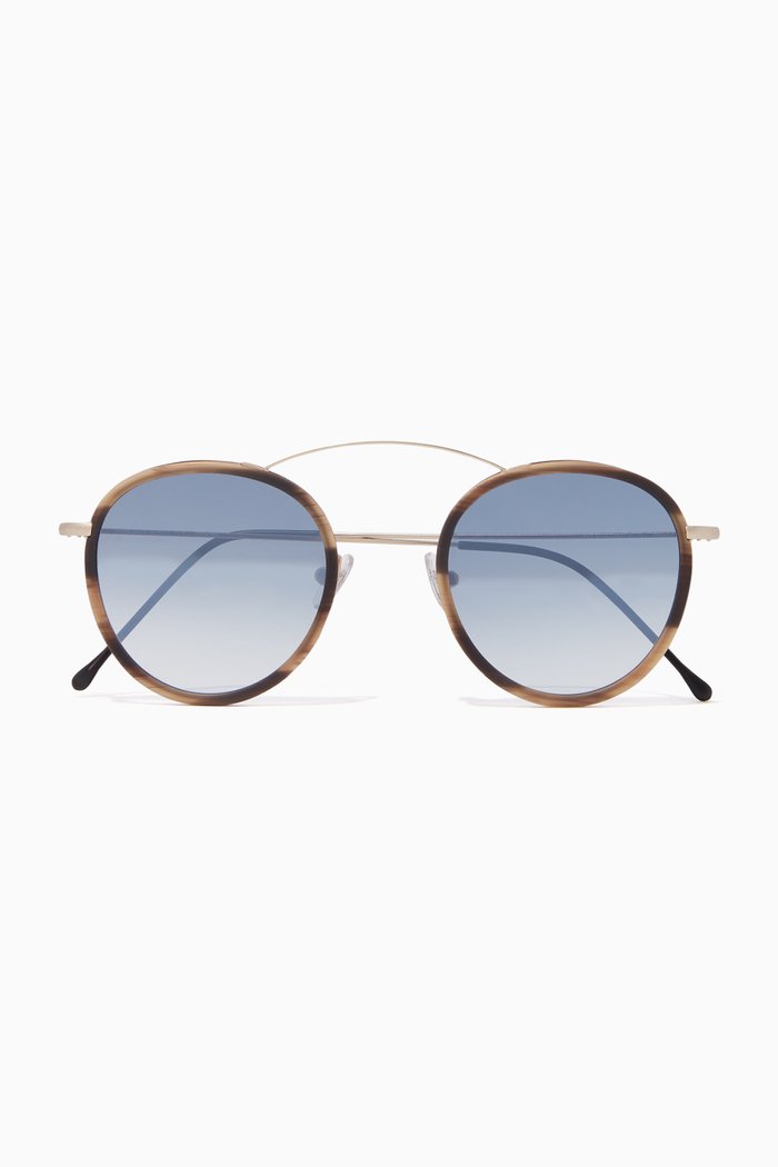 

Tortoiseshell & Blue Met-Ro2 Sunglasses, Gold