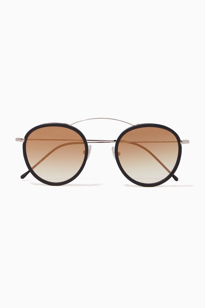 

Silver & Brown Met-Ro2 Sunglasses, Gold
