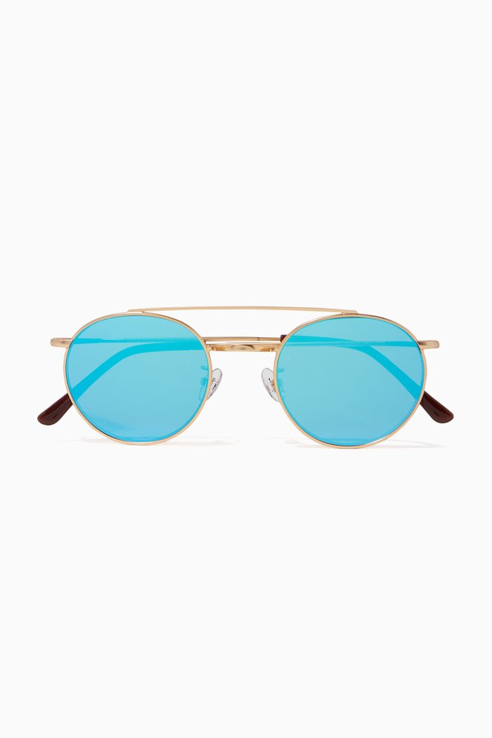 

Matte Gold & Blue Mirrored Caligola Sunglasses