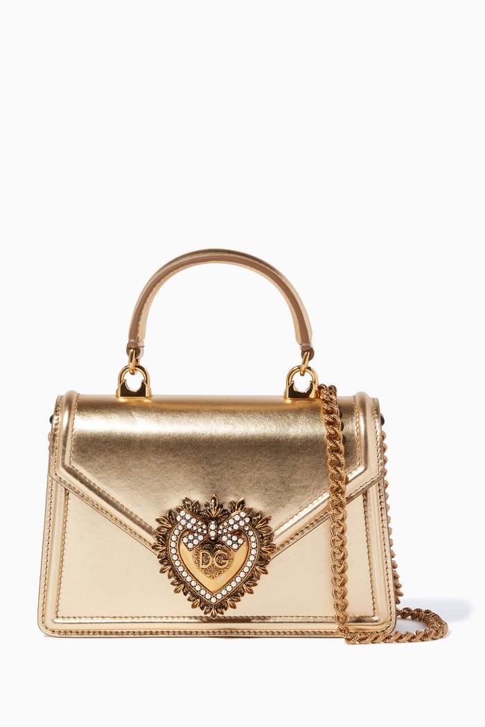 

Embellished Heart Devotion Mini Tote, Gold