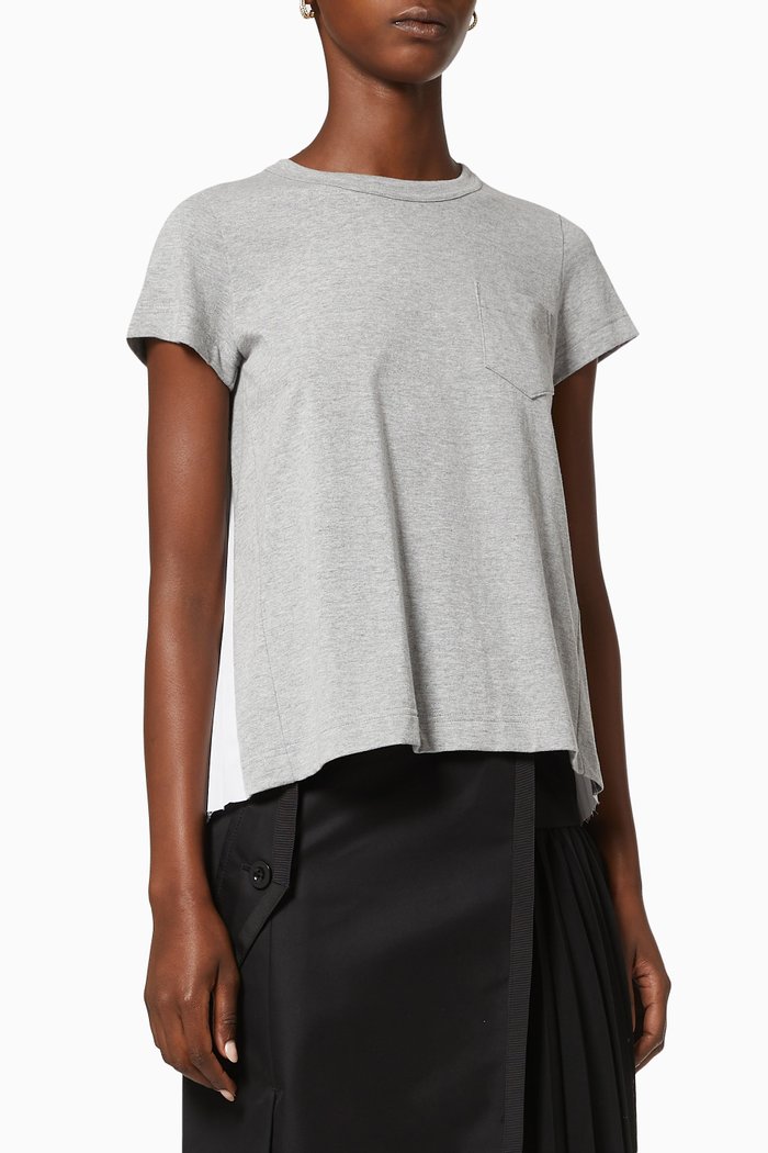 

Suiting Pleated Cotton Top, Grey