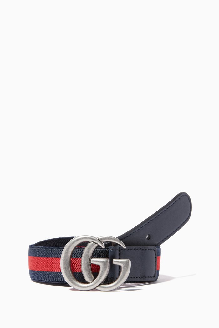 

Striped 'GG' Logo Belt, Blue