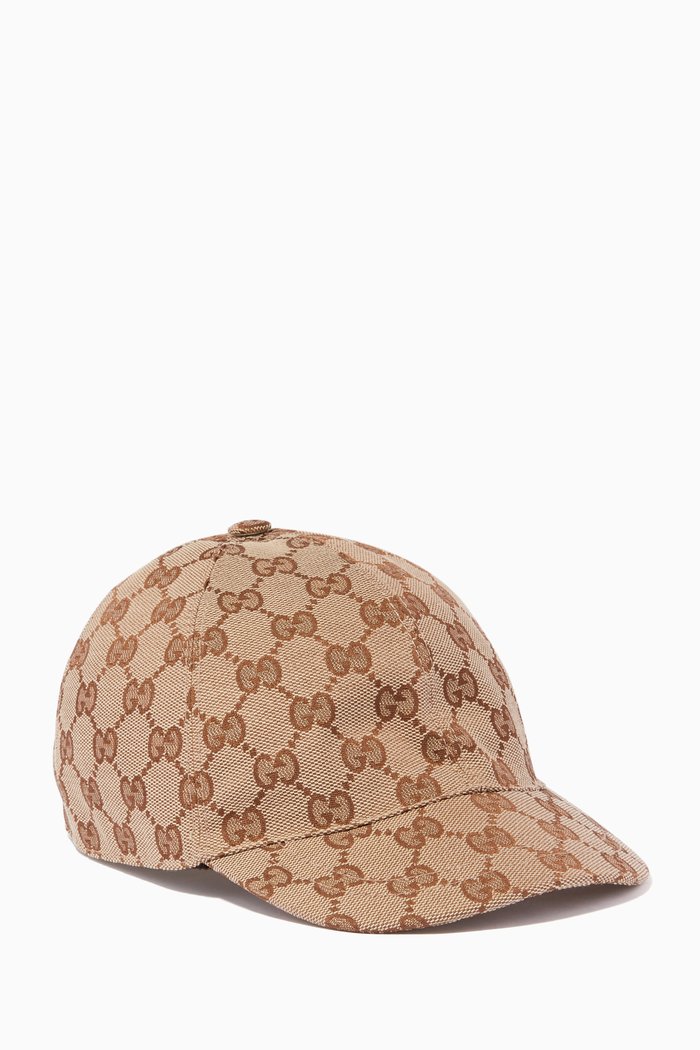 

Beige & Ebony 'GG' Canvas Baseball Cap, Neutral