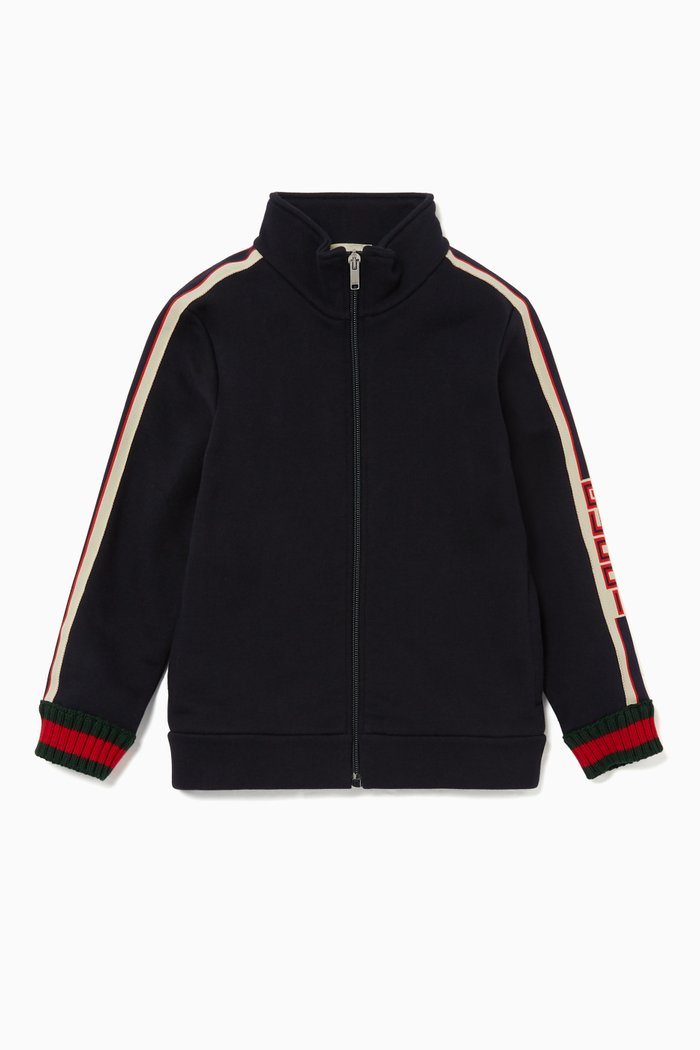 

Dark-Blue Logo Jacquard Trim Sweatshirt