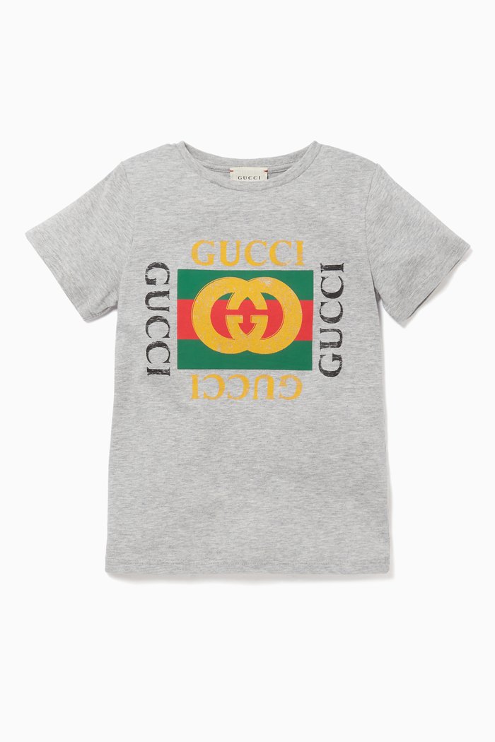 Retro Logo Print T-Shirt, Grey