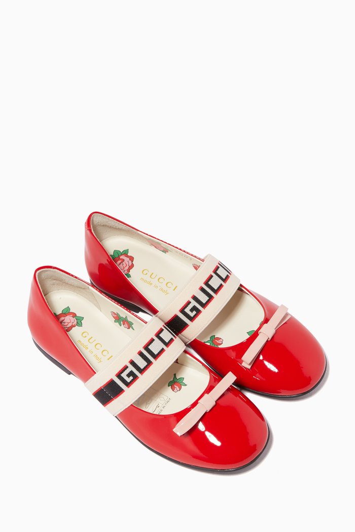 

Ballet Flats with Gucci Stripe in Patent Leather, Red
