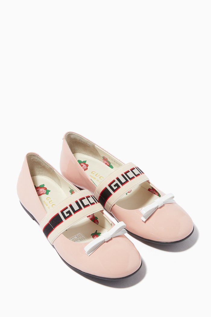 

Ballet Flats with Gucci Stripe in Patent Leather, Pink