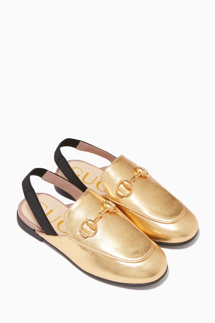 

Gold Princetown Leather Slippers, Yellow