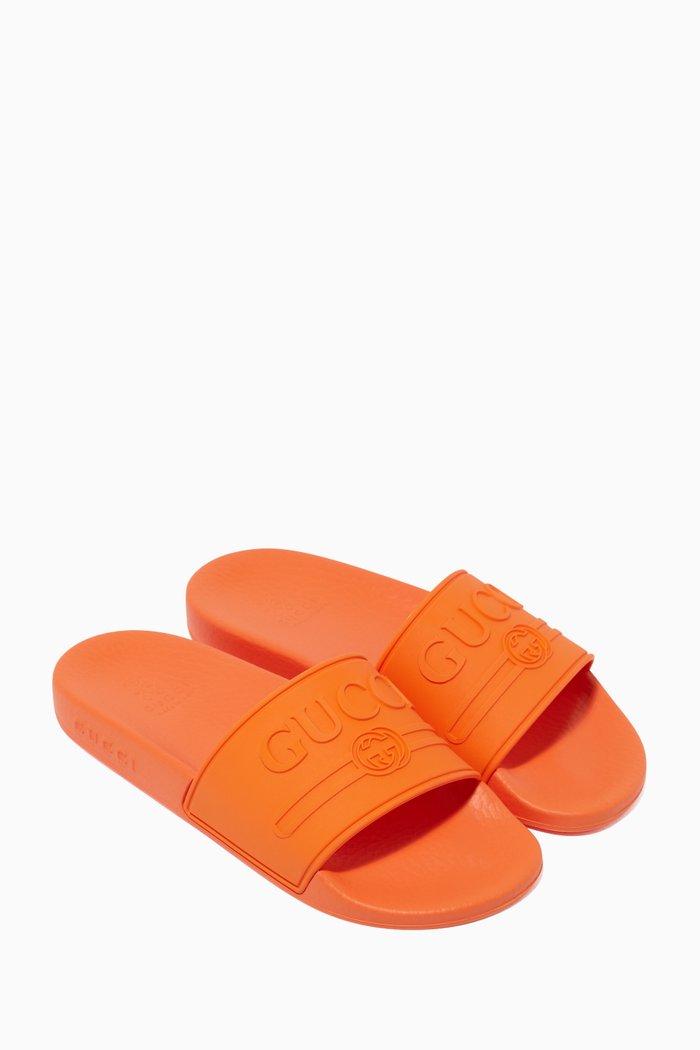 

Fluorescent-Orange Logo Embossed Rubber Slides