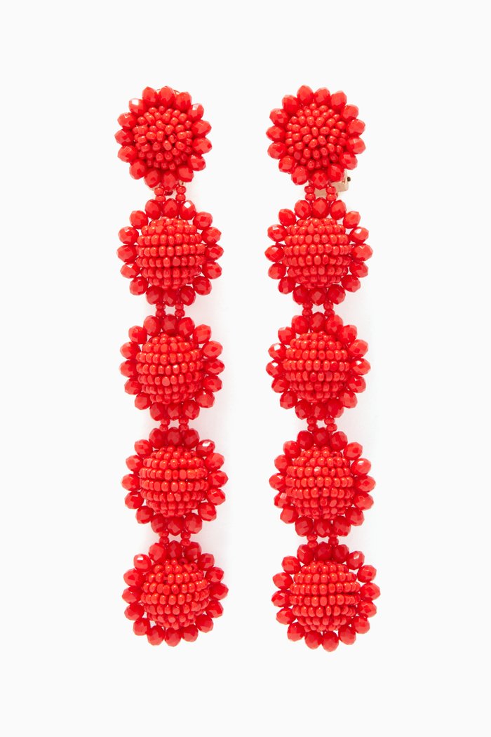 

Red Beaded Regal Drop Earrings