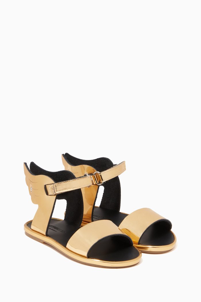 

Metallic Leather Wing Sandals, Gold