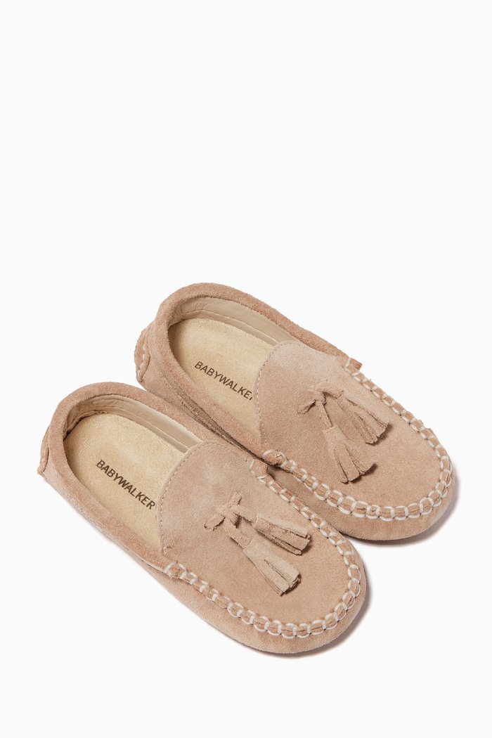 

Suede Tasselled Loafers, Neutral