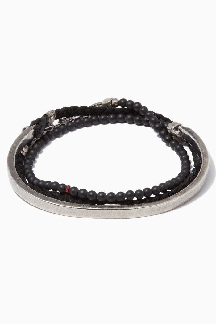 

Black Onyx with Ruby and Nappa Braid Cuff