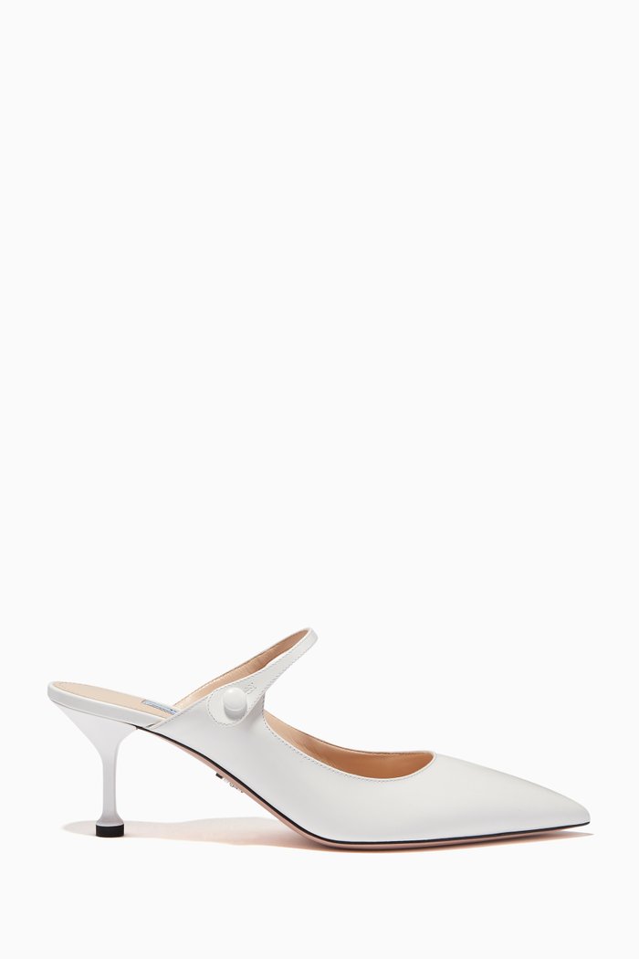 

Leather Mary Jane Mules, White