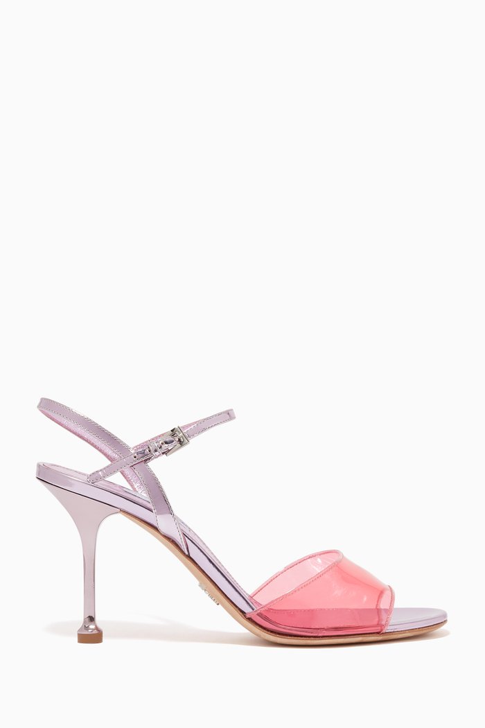 

Plexi and Metallic Sandals, Pink