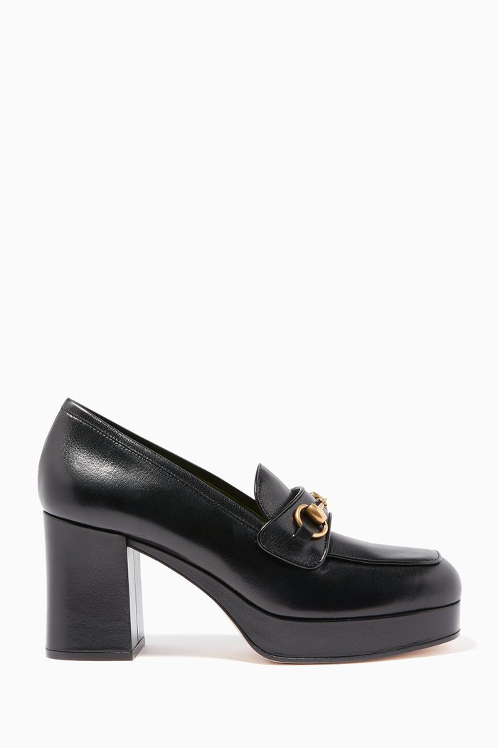 

Houdan Leather Platform Pumps, Black