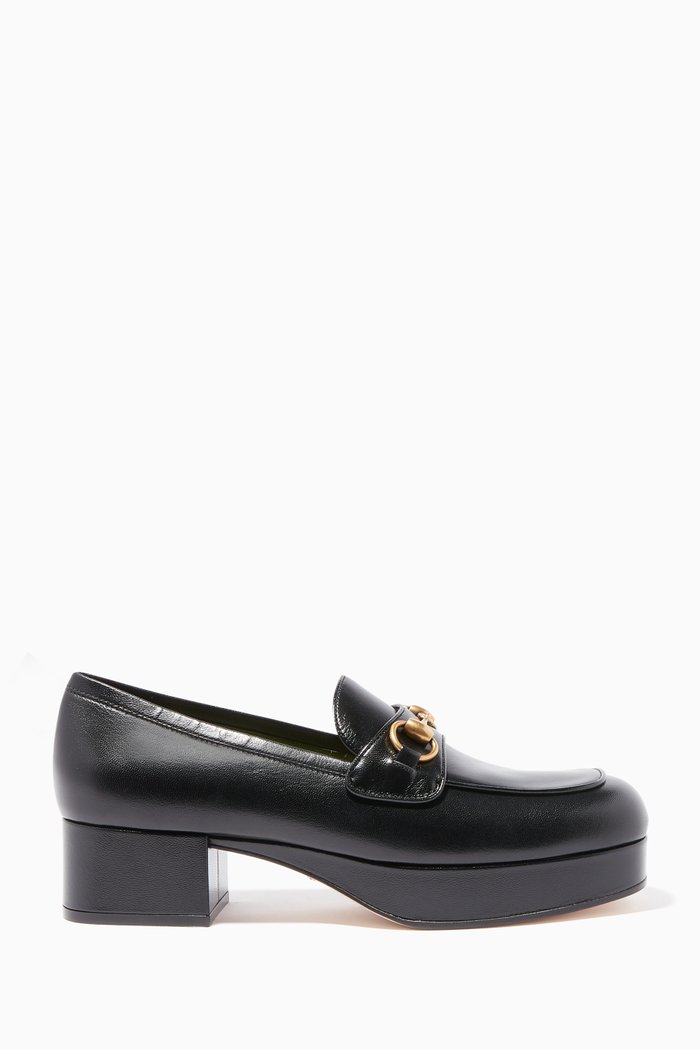 

Houdan Leather Loafer Pumps, Black