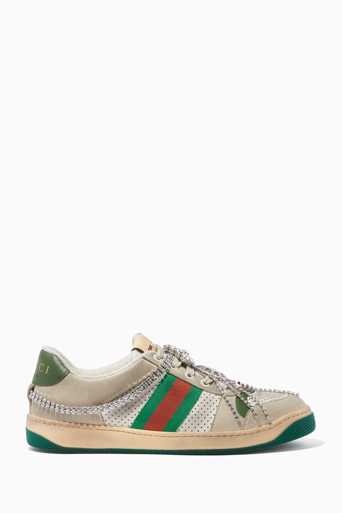 

Sneakers with Crystal Chain, White