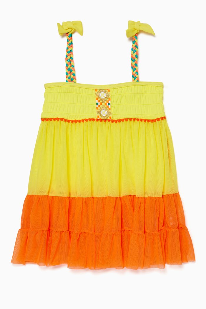 

Yellow Embroidered Beach Dress