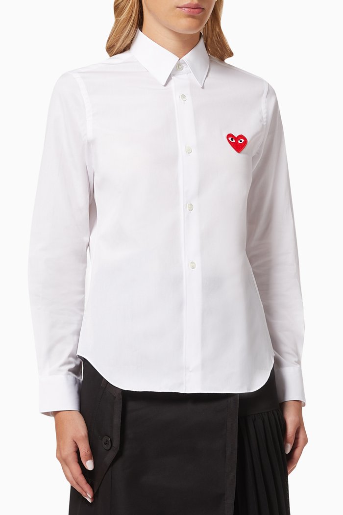 Heart Shirt in Cotton Poplin, White