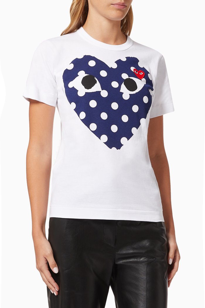 

Polka Dot Heart T-shirt in Cotton, White