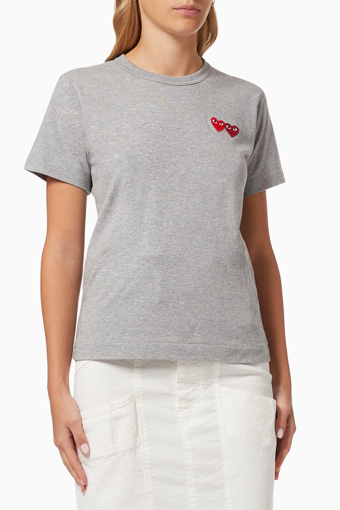 

Double Heart T-shirt in Cotton, Grey