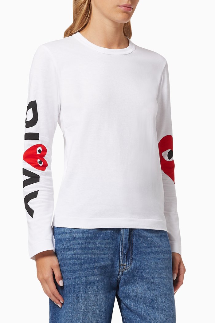 

Double Heart T-shirt in Cotton, White