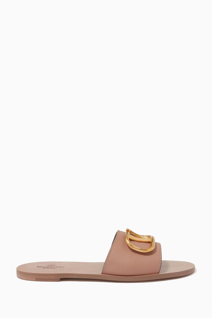 Valentino Garavani VLOGO Slides in Leather, Pink