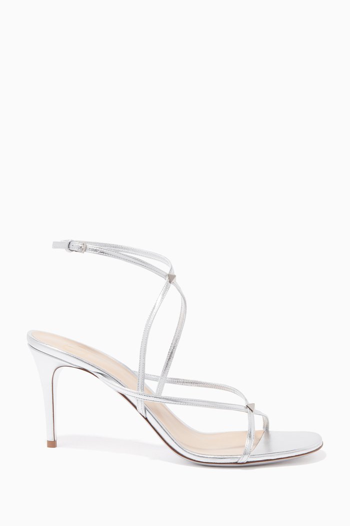

Valentino Garavani Rockstud Metallic Sandals, Silver