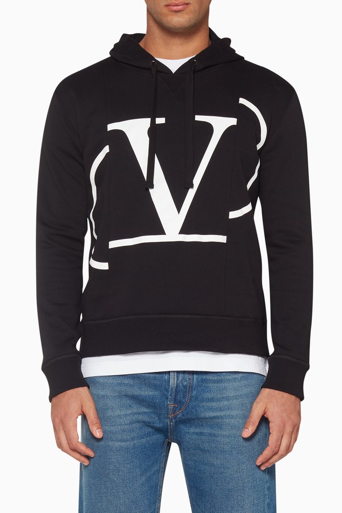 Black Panelled Logo Hoodie