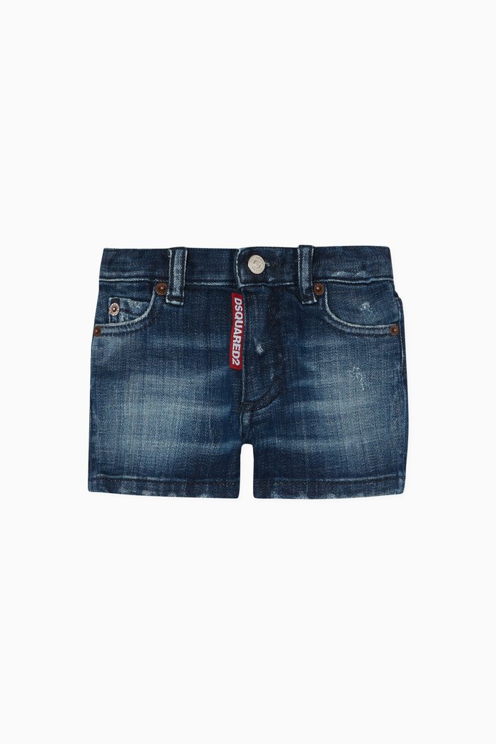

Logo Tab Denim Shorts, Blue