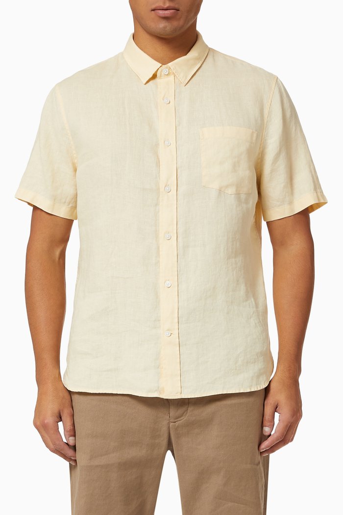

Short Sleeve Linen Shirt, Neutral