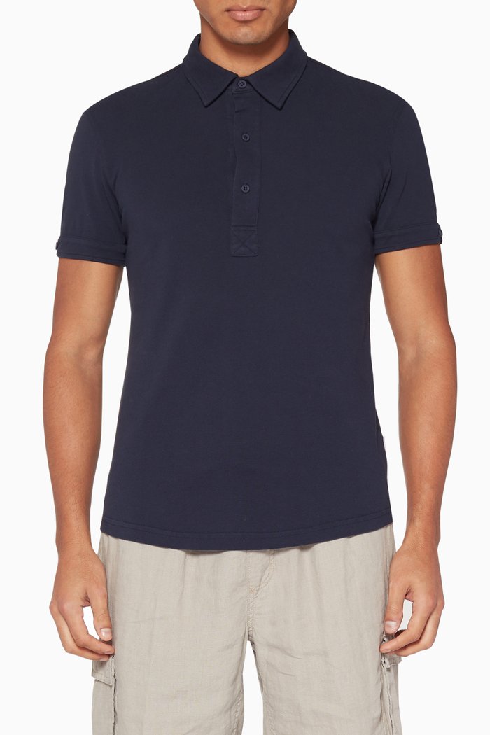 

Navy Sebastian Tailored Cotton Polo Shirt, Blue