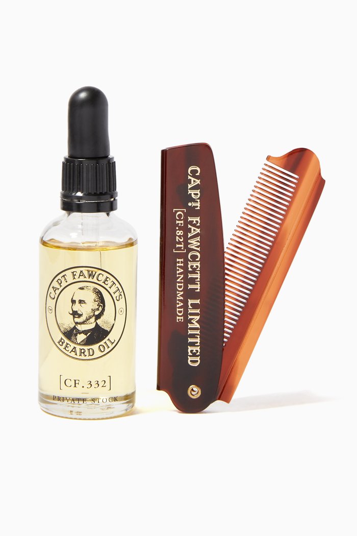 

Beard Oil & Beard Comb Gift Set, Colourless