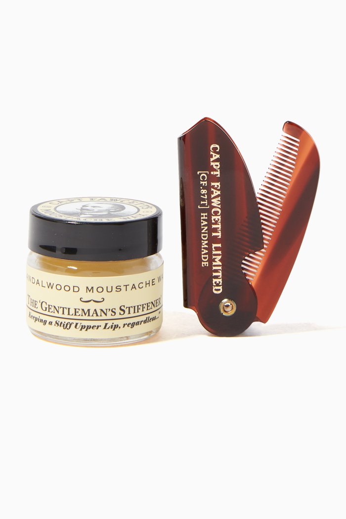 

Mustache Wax & Comb Gfit Set, Sandalwood, 15ml, Colourless