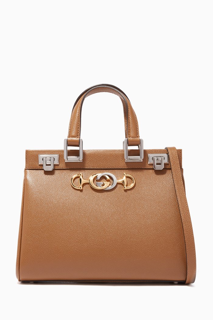 

Zumi Grain Leather Small Tote Bag, Neutral