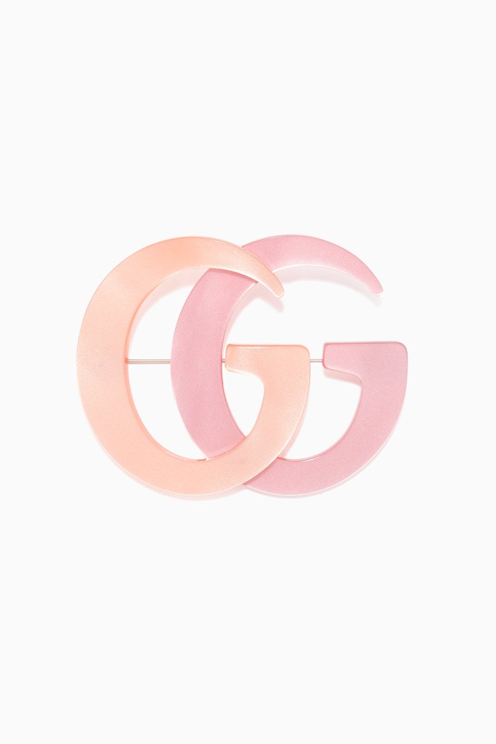 

GG Logo Resin Brooch, Pink