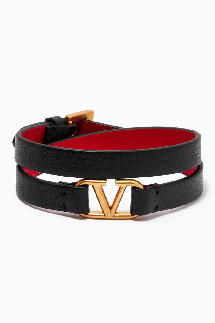 

Valentino Garavani VLOGO Signature Double-strap Bracelet in Leather, Red