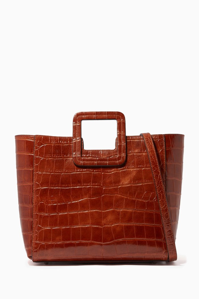 

Shirley Bag in Croc Embossed Leather, Brown