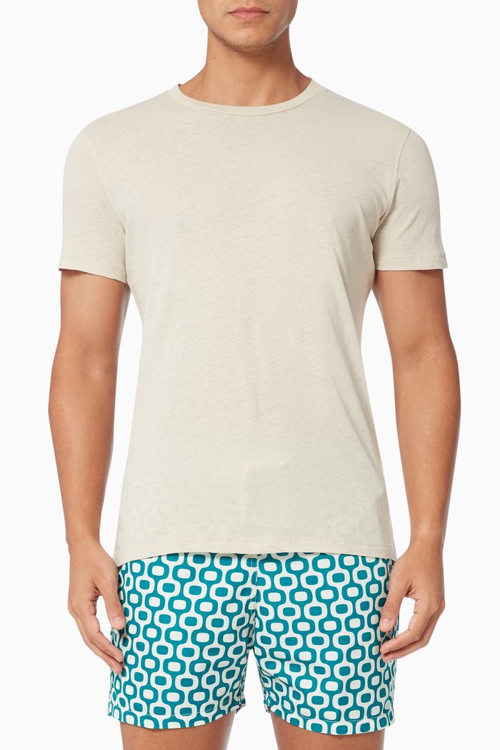 Crew Neck T-Shirt in Cotton-linen Blend, Neutral