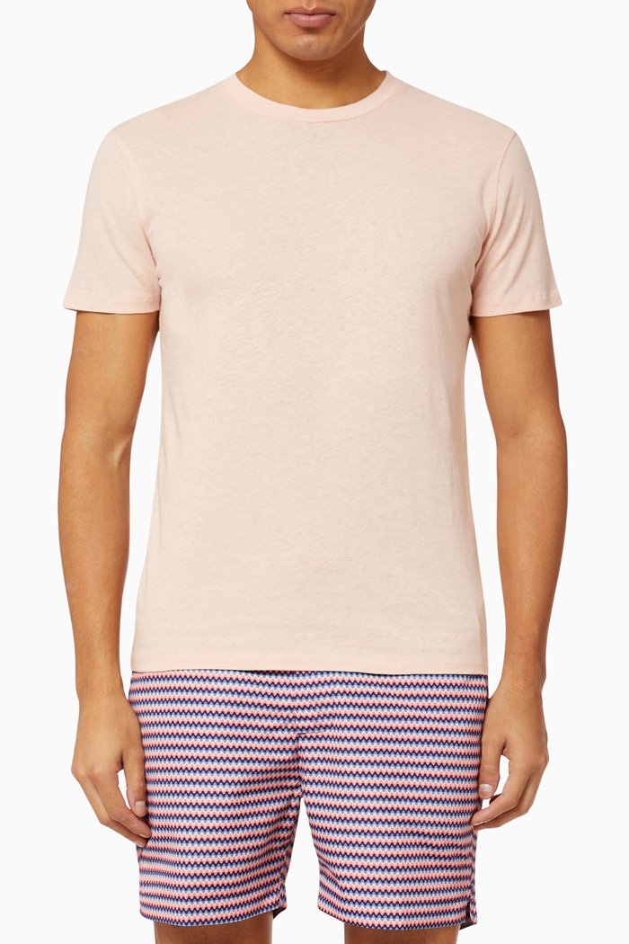 

Crew Neck Linen Blend T-Shirt, Neutral