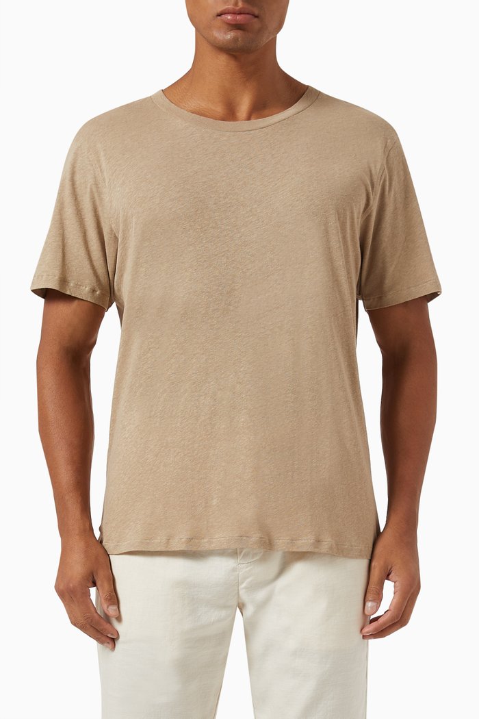 

Lucio T-shirt in Linen Blend, Brown