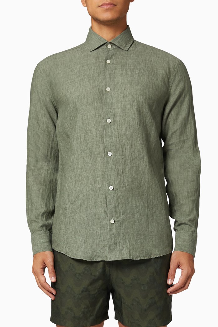 

Antonio Shirt in Linen, Green